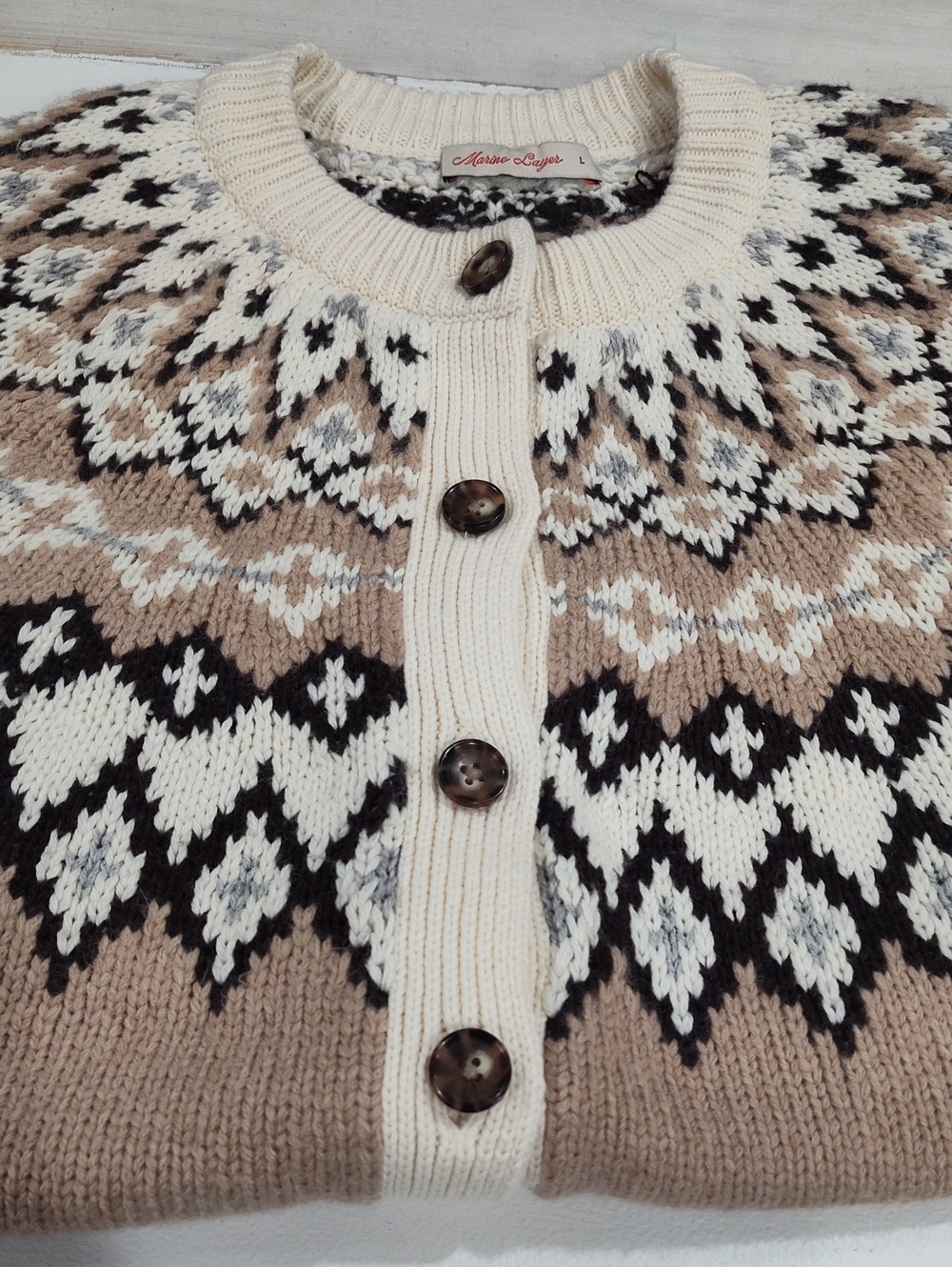 Marine Layer Fiorella Fair Isle Button-Up Cardigan Size Large - Picture 6 of 8